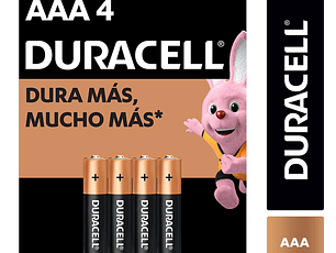 Duracell Pilas Alcalinas AAA de Larga Duración - Pack de 4 Unidades