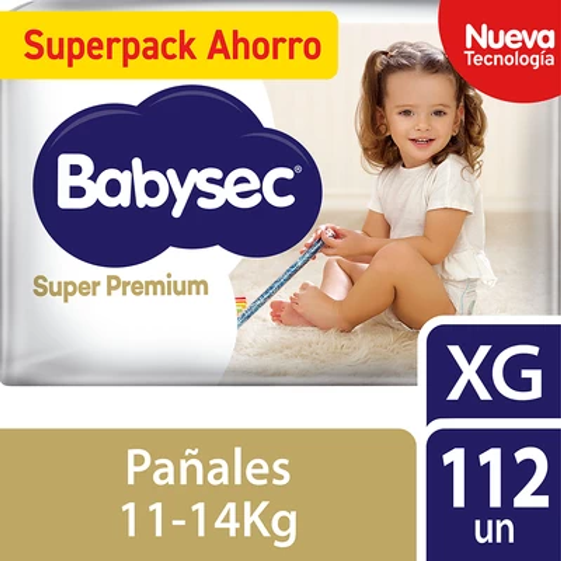 Pañales Babysec Super Premium XG 112 unidades 1