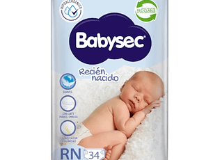 Pañales de Bebé Babysec Recien Nacido 34 un RN
