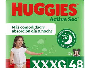 Huggies Pañal Bebe Active Sec Xtra-Flex Xxxg X 48