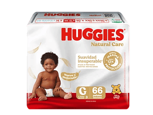 Huggies Pañal Bebe Natural Care G 66 unidades