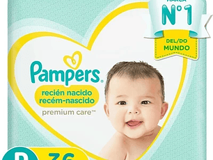 Pampers Pañal Bebe Premium Care Pequeño 36 unidades