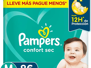 Pañales Pampers Confort Sec M 86 Un