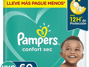 Pañales Pampers Confort Sec XXG 60 Un