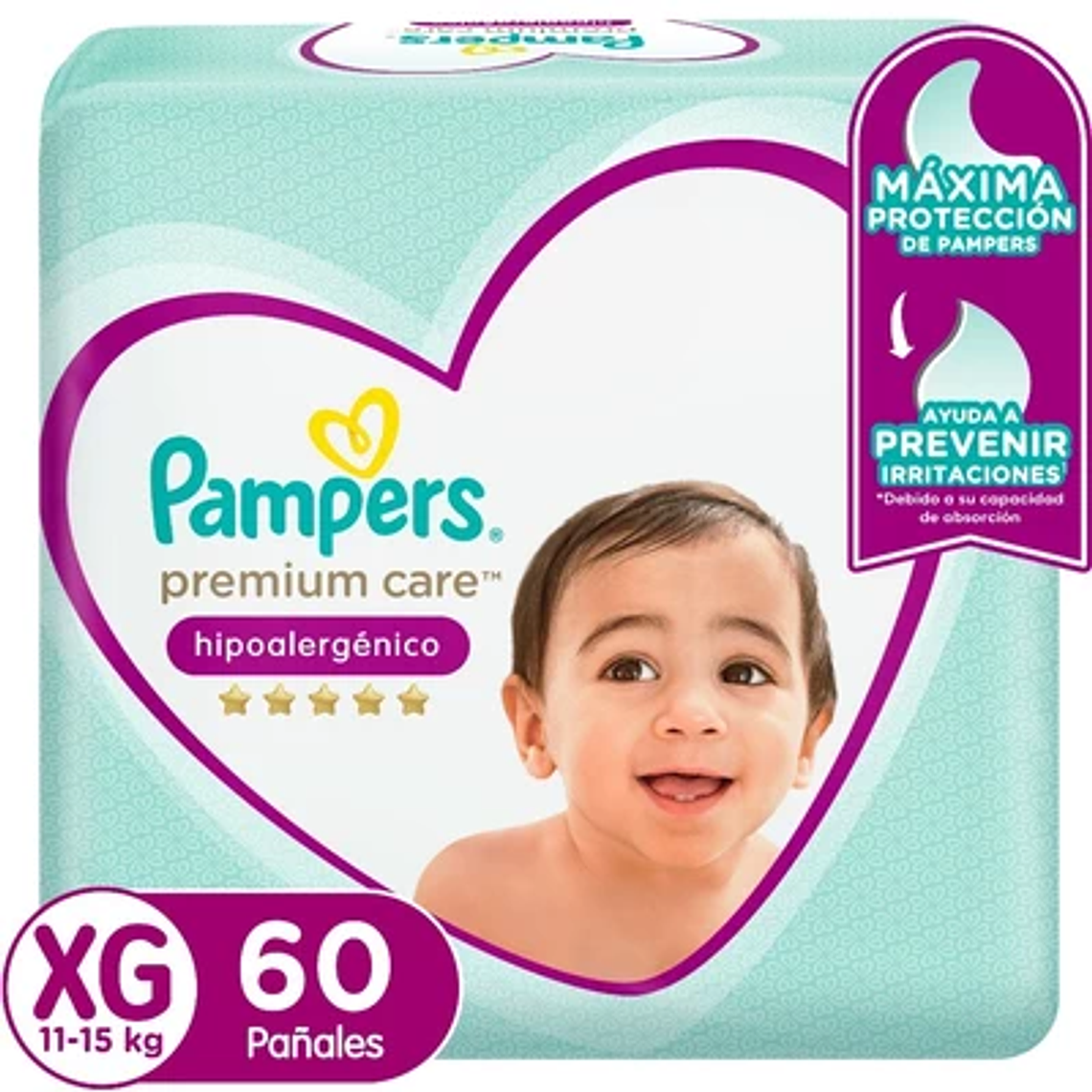 Pañales Pampers Premium Care Talla XG 60 Un 1
