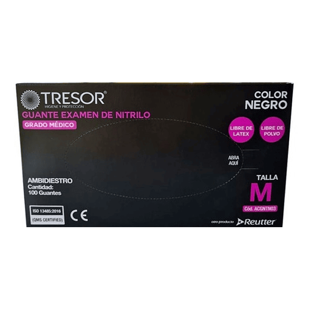 Guantes De Nitrilo Negros Tresor 100 Unid  3