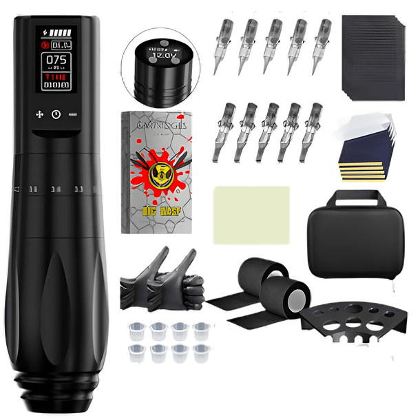 Kit de Máquina de Tatuaje V77 - Negro