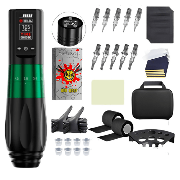 Kit de Máquina de Tatuaje V77 - Verde