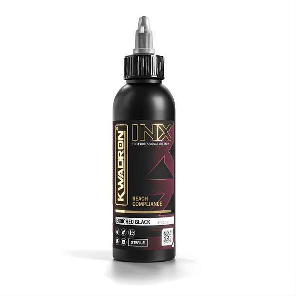 Tinta para tatuaje Kwadron Black 8 oz – Negro intenso
