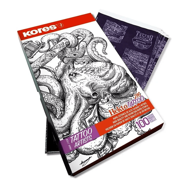 Papel Hectográfico para Tatuajes Kores 100 Hojas Tamaño Oficio 3