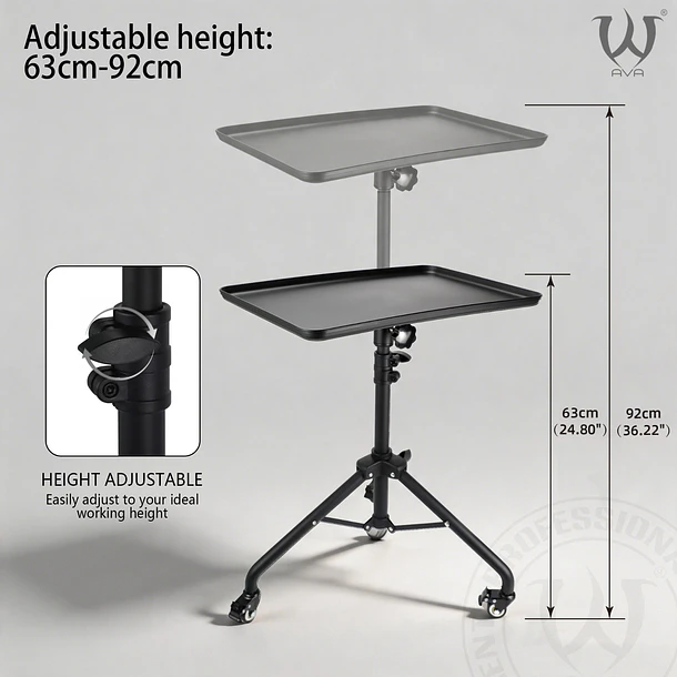 Mesa Auxiliar para Tatuaje AVA con Ruedas – Bandeja 50x35 cm 5