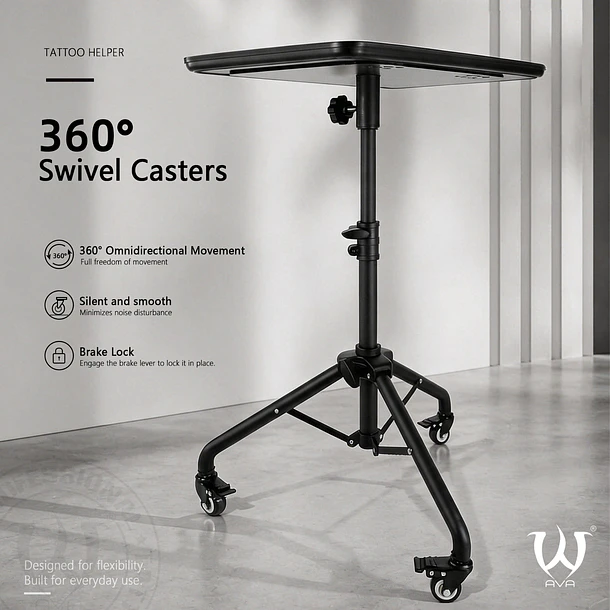 Mesa Auxiliar para Tatuaje AVA con Ruedas – Bandeja 50x35 cm 8