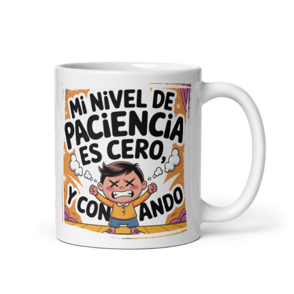 Taza Graciosa y Divertida - Mi nivel de paciencia es cero y contando 1