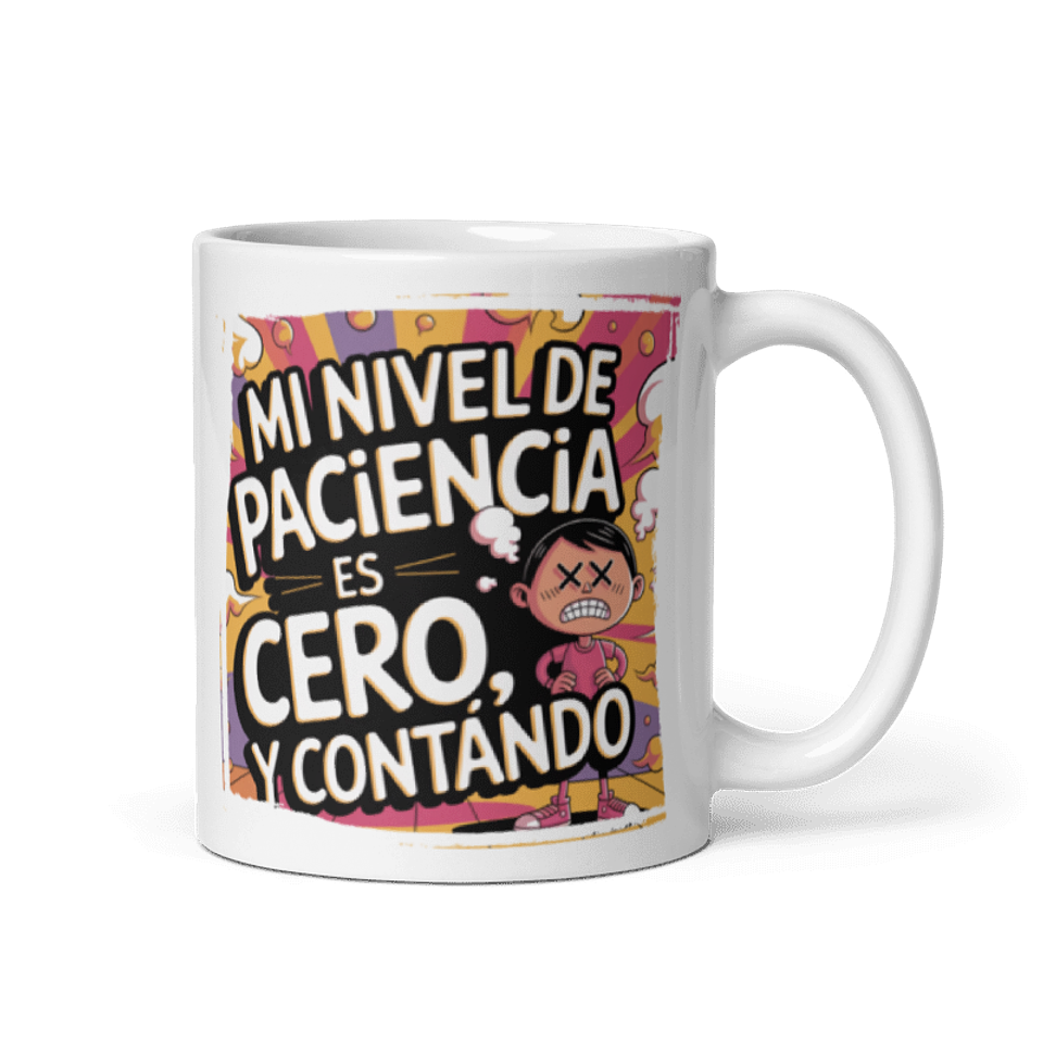Taza Graciosa y Divertida - Mi nivel de paciencia es cero, y contando  1