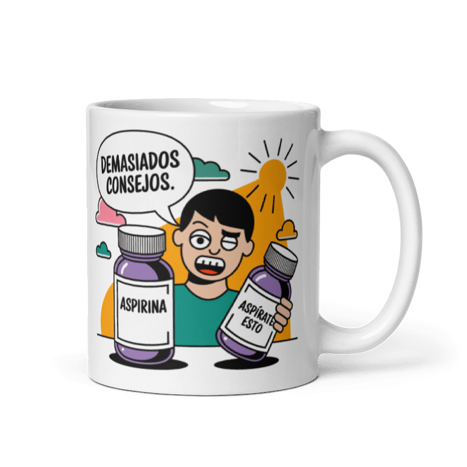 Taza Graciosa y Divertida - Demasiado lejos: aspirina y aspírate esto  1