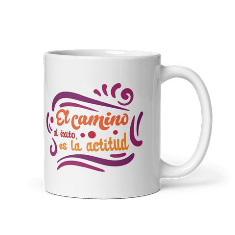 Taza con frases inspiradoras - El camino al éxito, es la actitud 