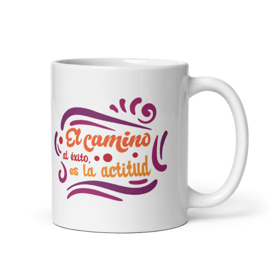 Taza con frases inspiradoras - El camino al éxito, es la actitud  1