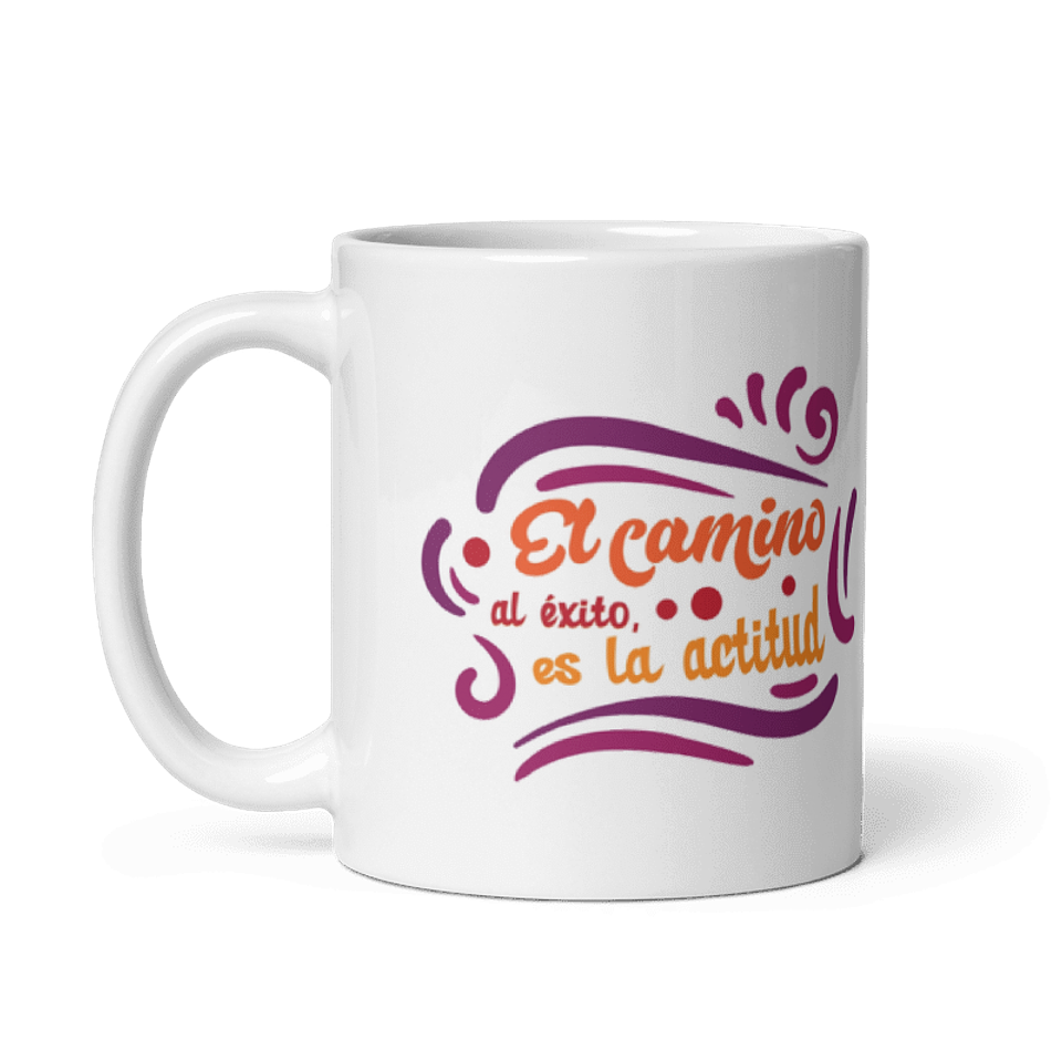 Taza con frases inspiradoras - El camino al éxito, es la actitud  2