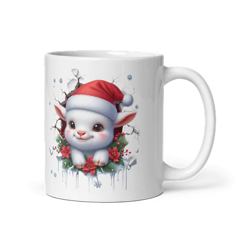 Taza de Navidad - Corderito con sombrero navideño 