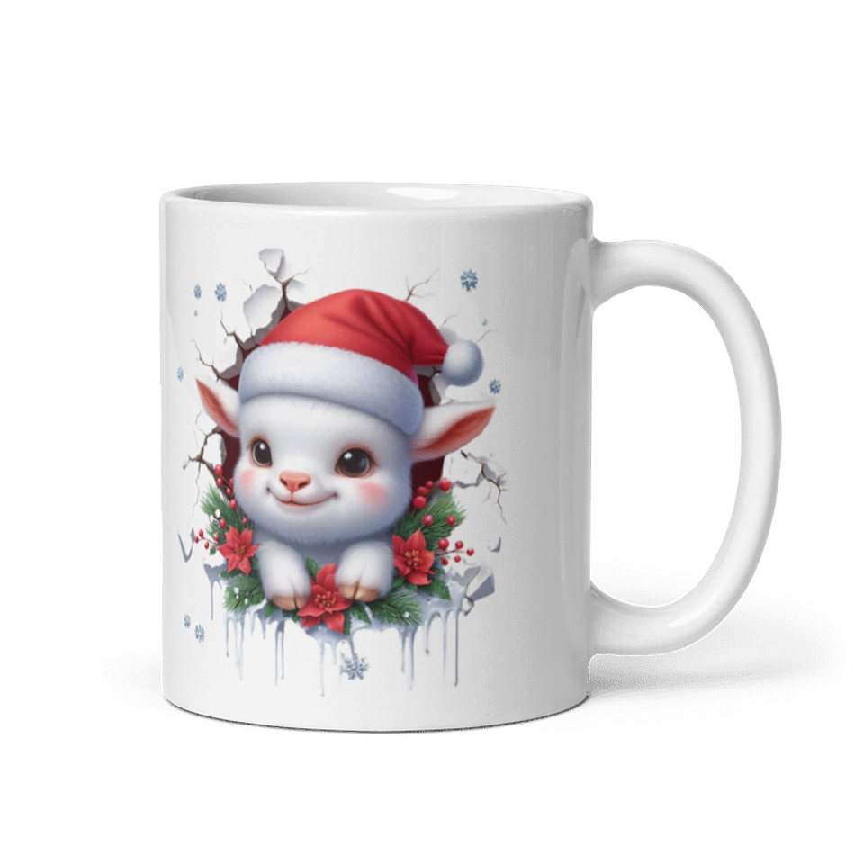 Taza de Navidad - Corderito con sombrero navideño  1
