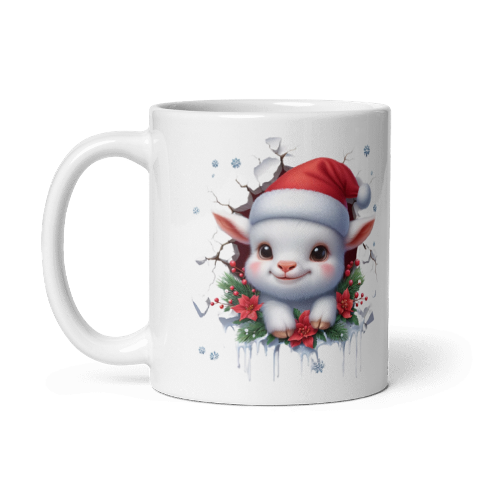 Taza de Navidad - Corderito con sombrero navideño  2