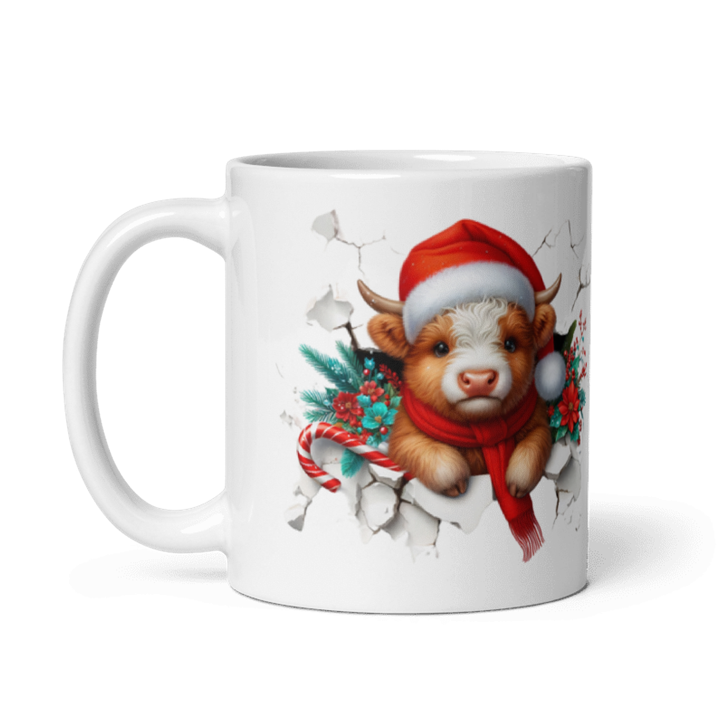 Taza de Navidad - Vaca con gorro y bufanda navideña 2