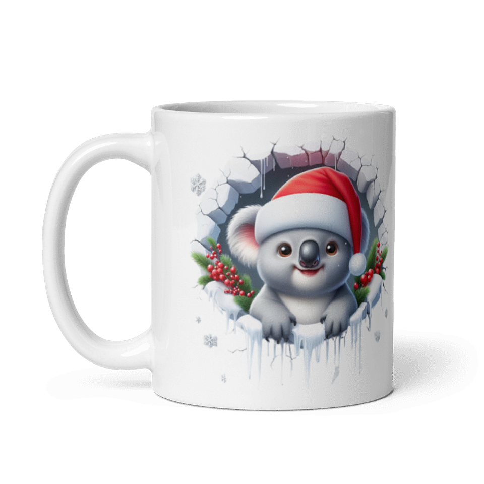 Taza de Navidad - Koala tierno y gorro de Santa Claus 2