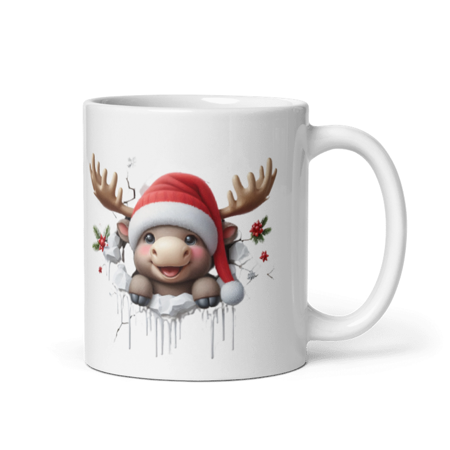 Taza de Navidad - Reno tierno y gorro de Santa Claus 1