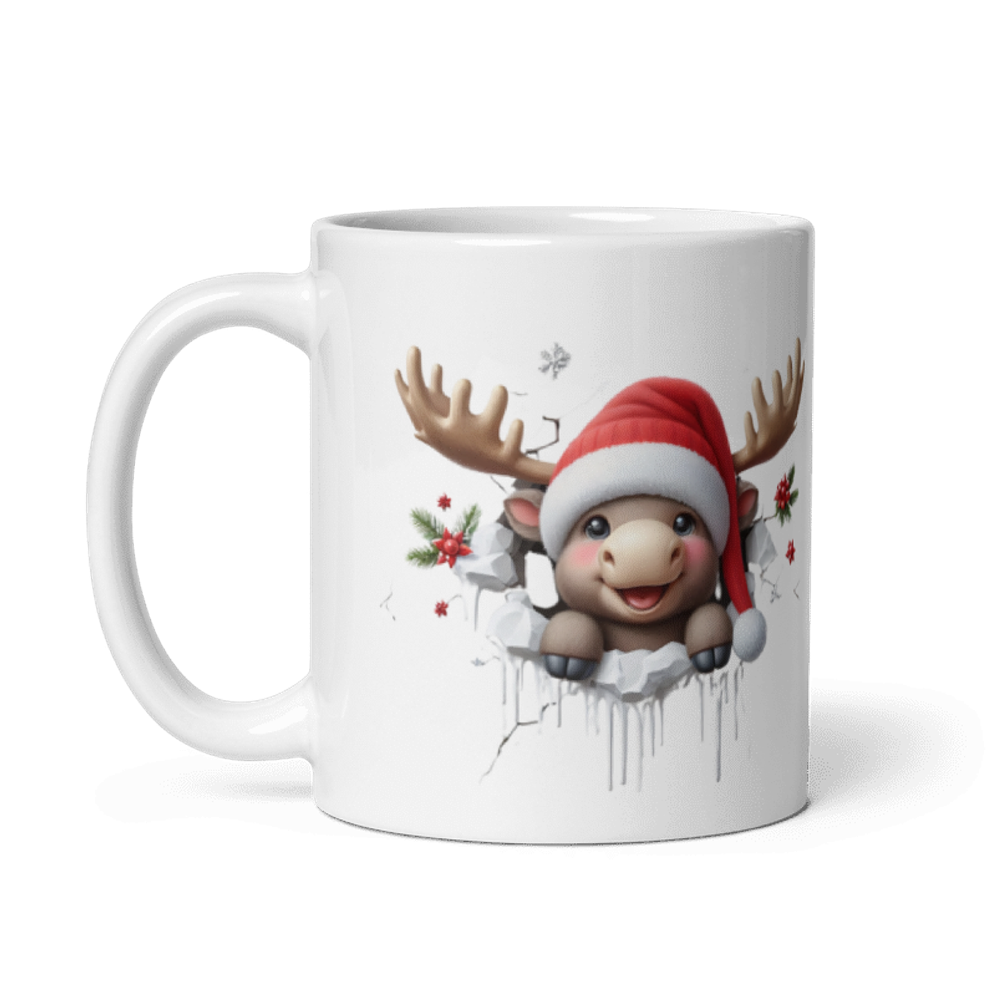 Taza de Navidad - Reno tierno y gorro de Santa Claus 2