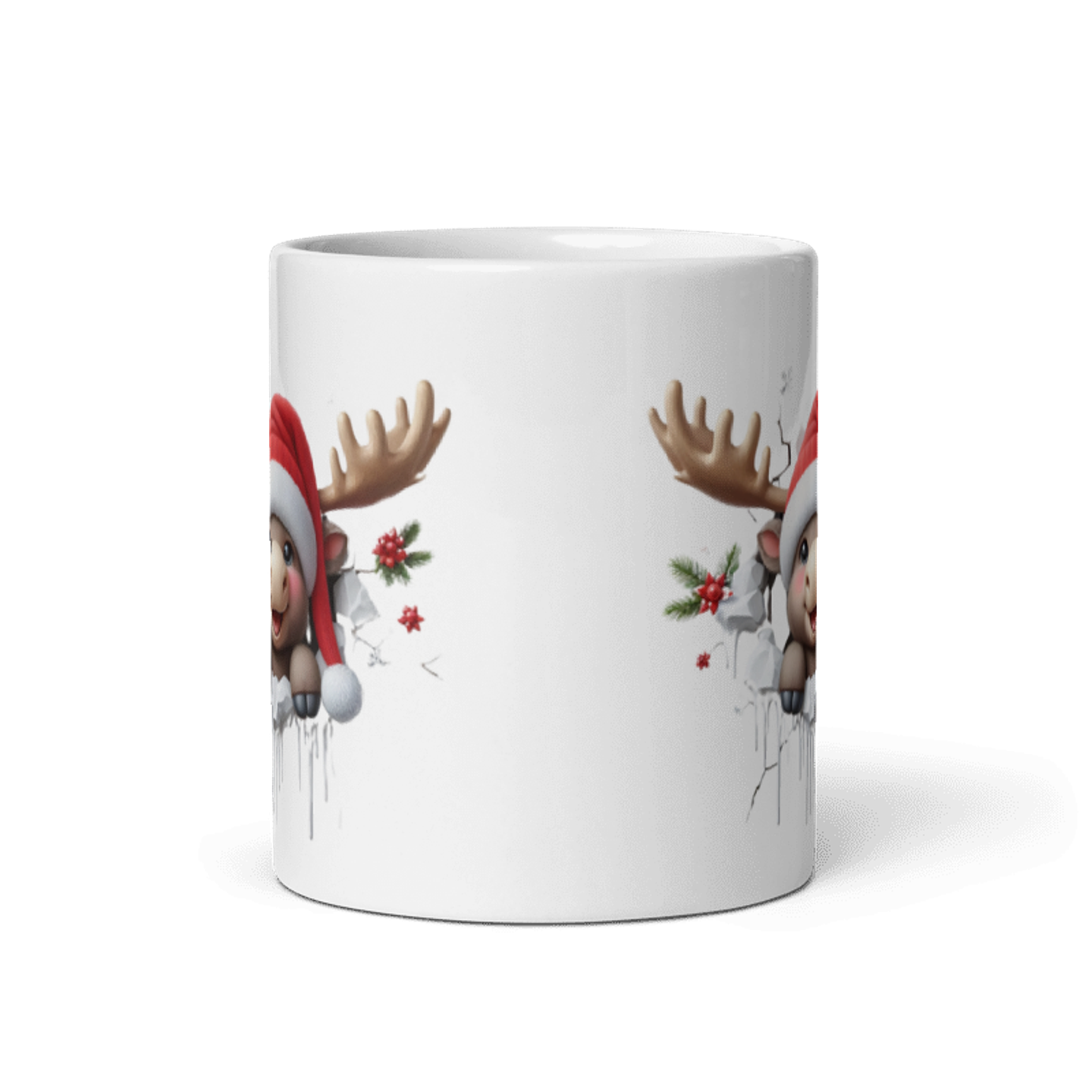 Taza de Navidad - Reno tierno y gorro de Santa Claus 3