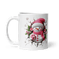 Taza de Navidad - Muñeco de nieve tierno en rosa con diseño navideño - Miniatura 2