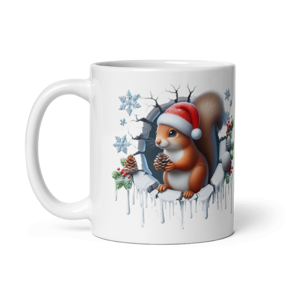 Taza de Navidad - Ardilla Navideña con Gorro de Santa Claus 2