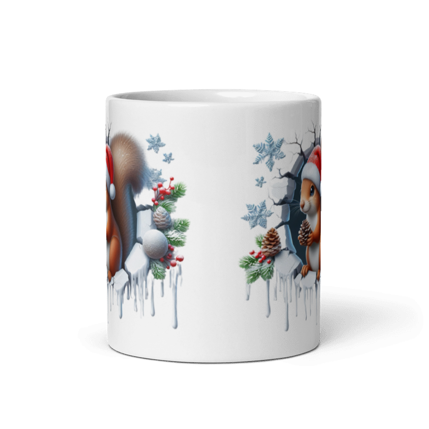 Taza de Navidad - Ardilla Navideña con Gorro de Santa Claus 3