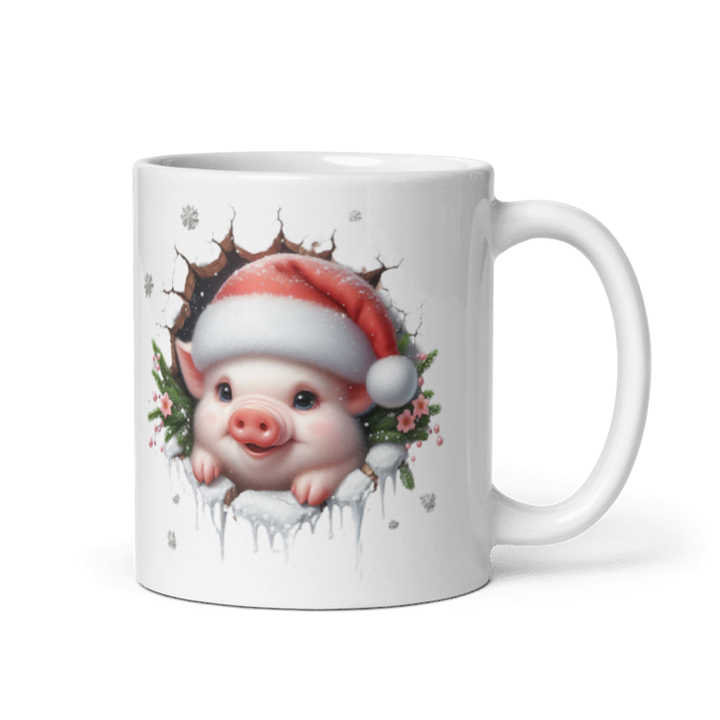 Taza de Navidad - Cerdito Navideño con Gorro de Santa Claus 1