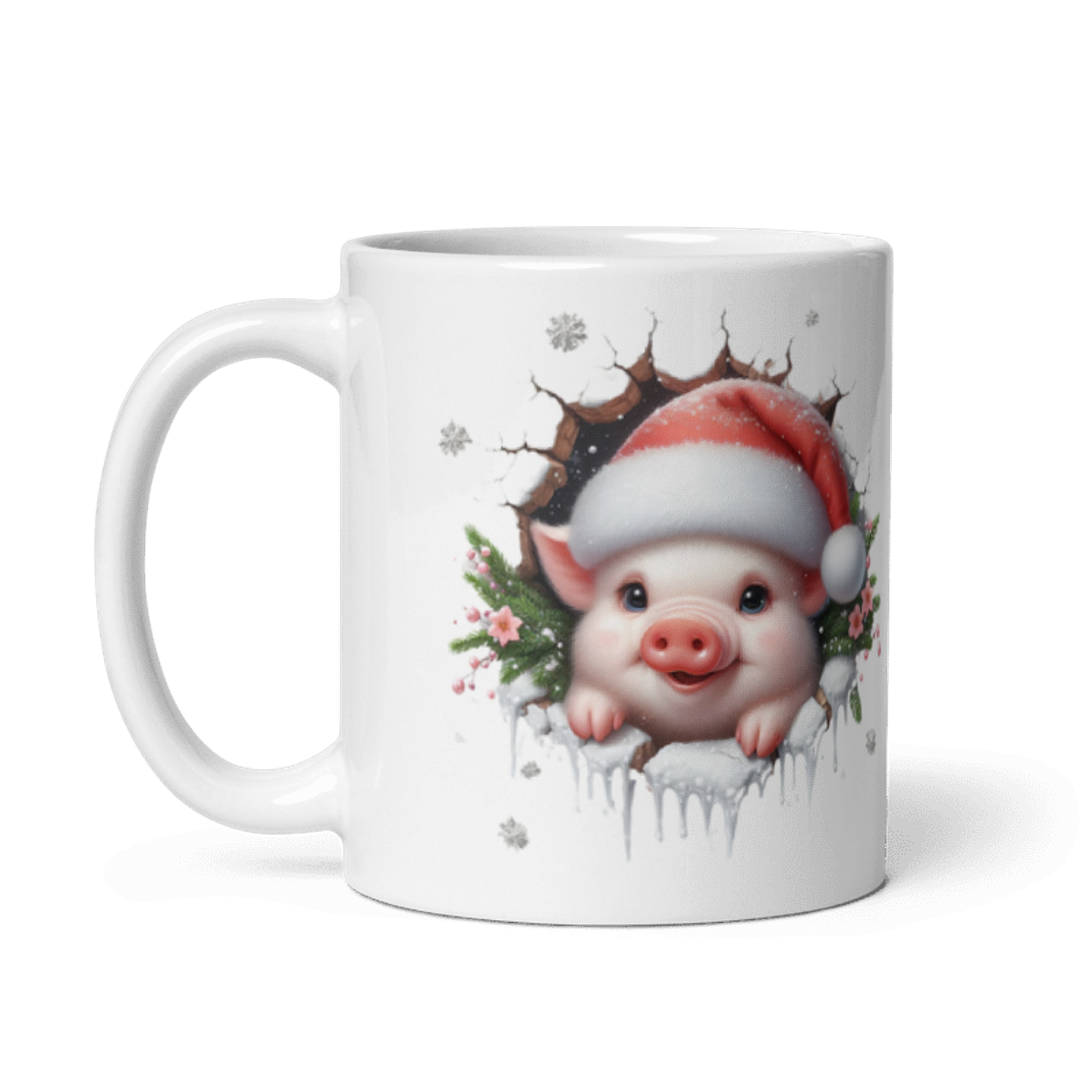 Taza de Navidad - Cerdito Navideño con Gorro de Santa Claus 2
