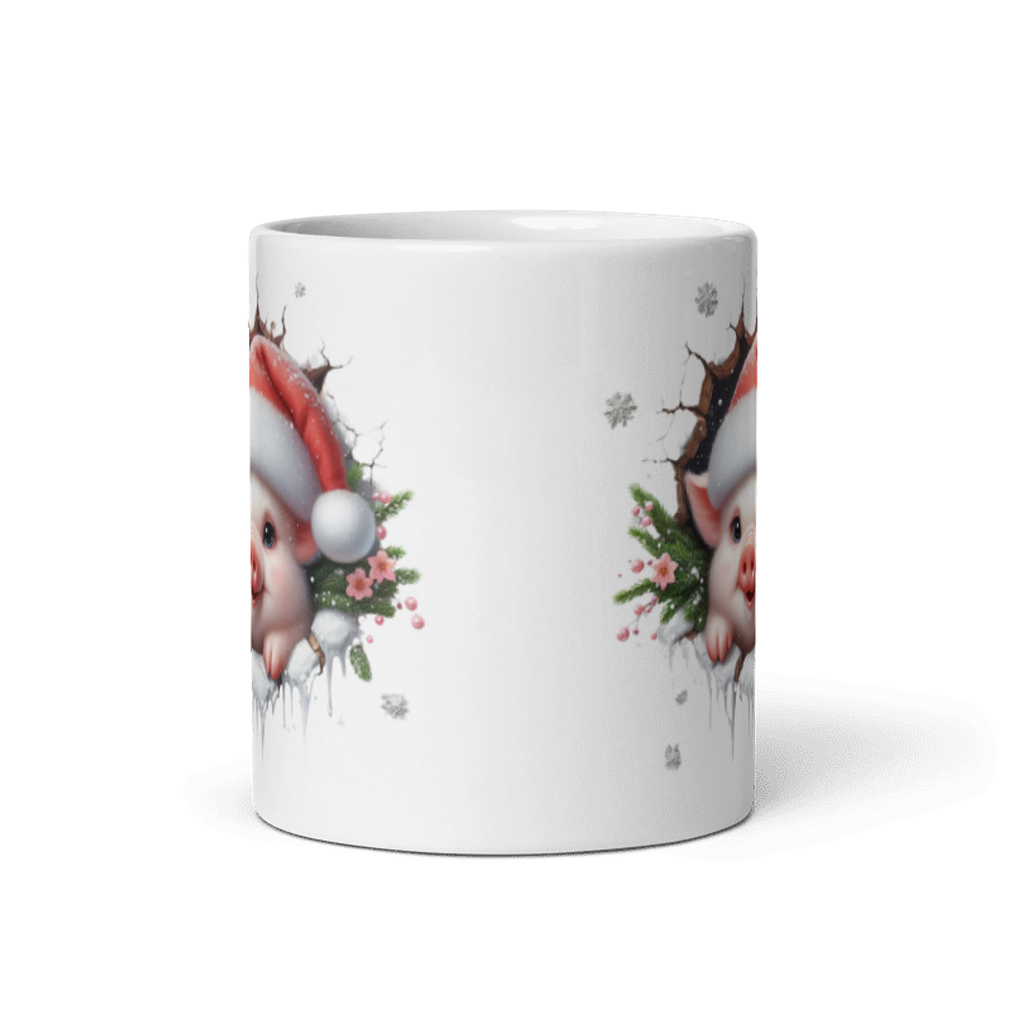 Taza de Navidad - Cerdito Navideño con Gorro de Santa Claus 3