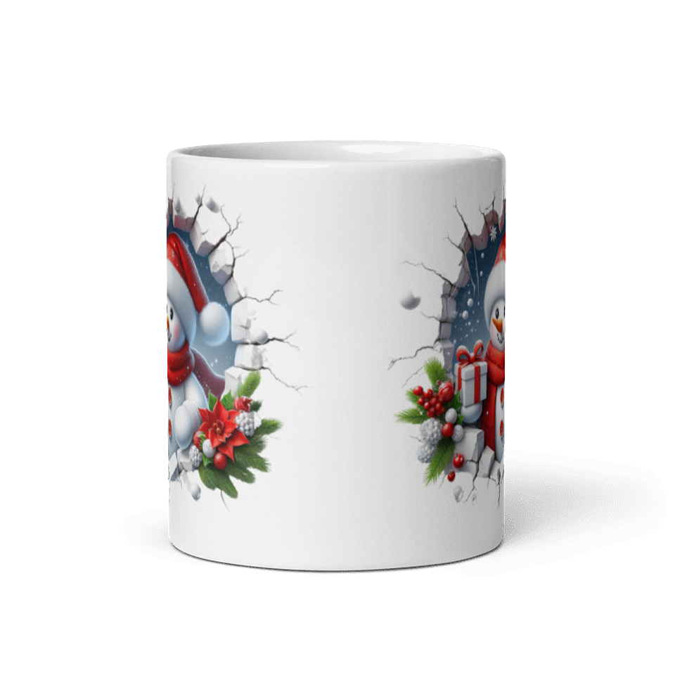 Taza de Navidad - Muñeco de Nieve con Gorro de Santa Claus y Regalo 3