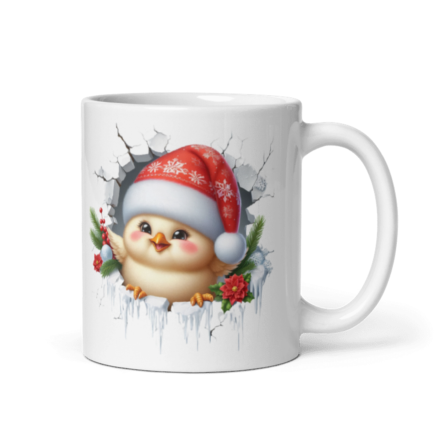 Taza de Navidad - Pollito Navideño con Gorro de Santa Claus 1