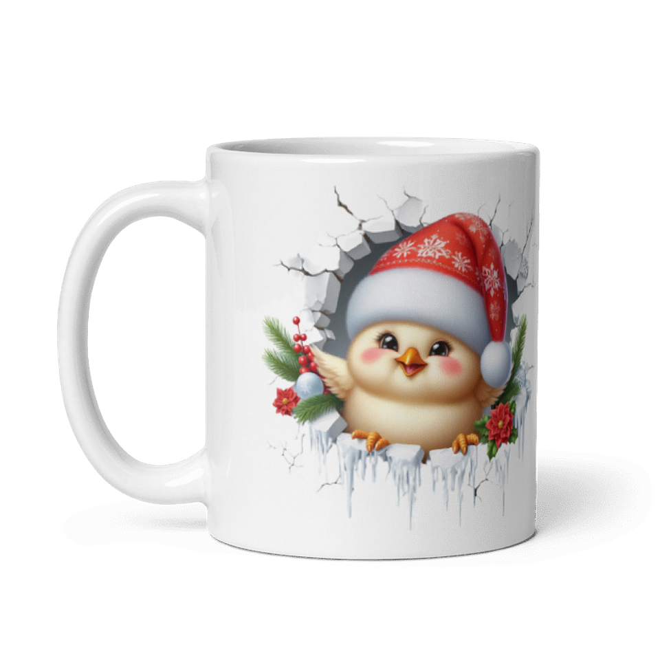 Taza de Navidad - Pollito Navideño con Gorro de Santa Claus 2