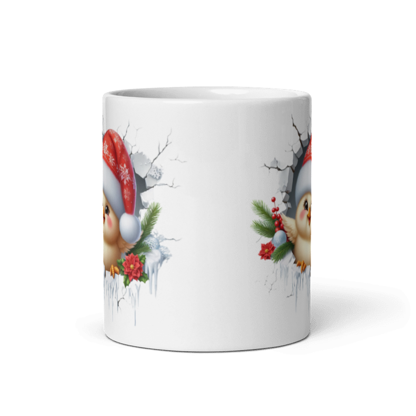 Taza de Navidad - Pollito Navideño con Gorro de Santa Claus 3