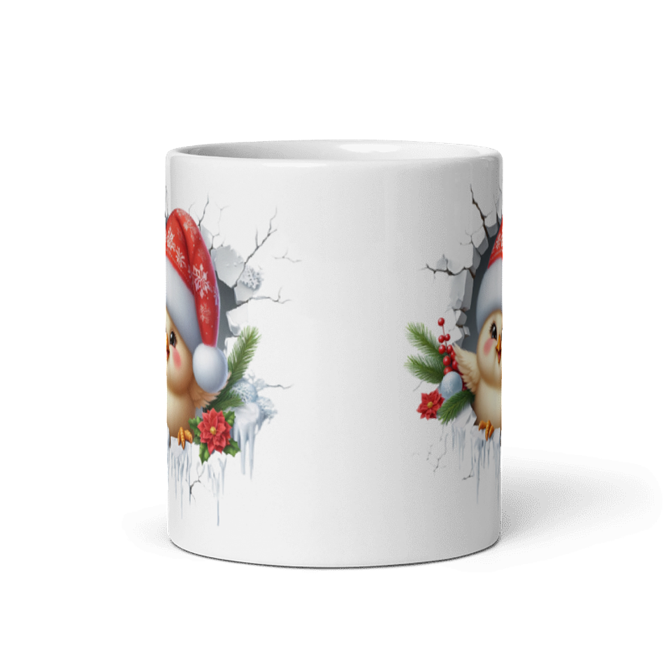 Taza de Navidad - Pollito Navideño con Gorro de Santa Claus 3