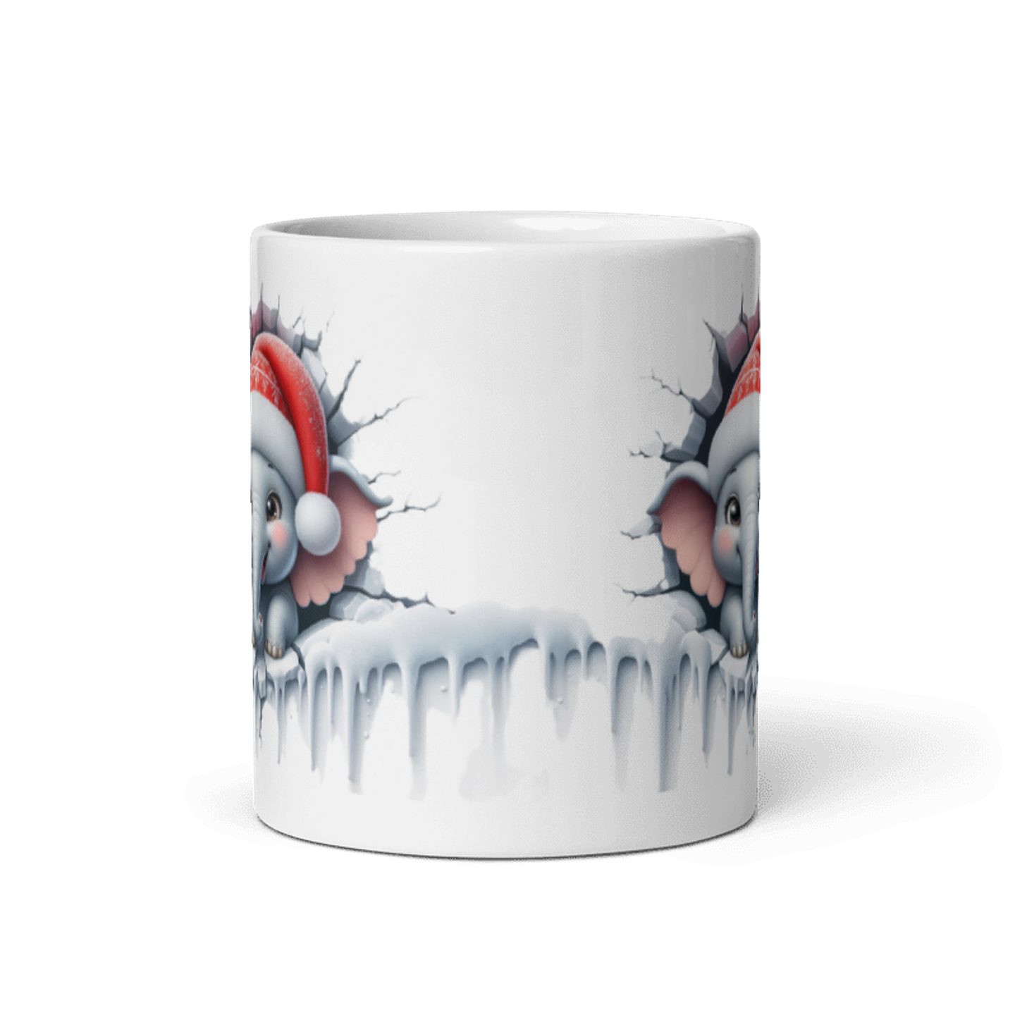 Taza de Navidad - Elefantito Navideño con Gorro de Santa Claus 3