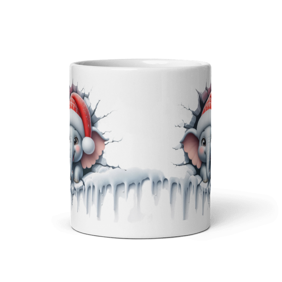 Taza de Navidad - Elefantito Navideño con Gorro de Santa Claus 3