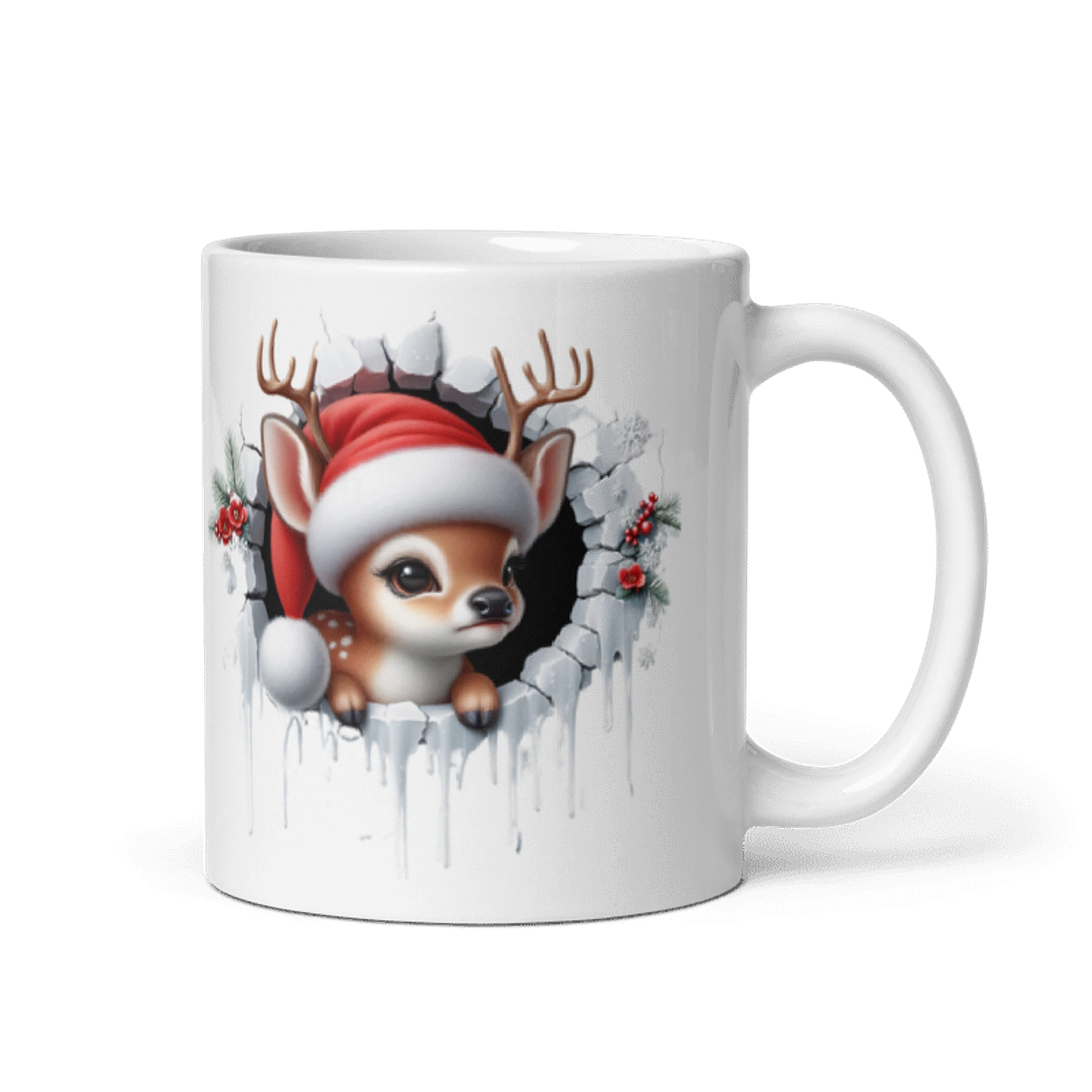 Taza de Navidad - Reno Bebé con Gorro de Santa Claus 1