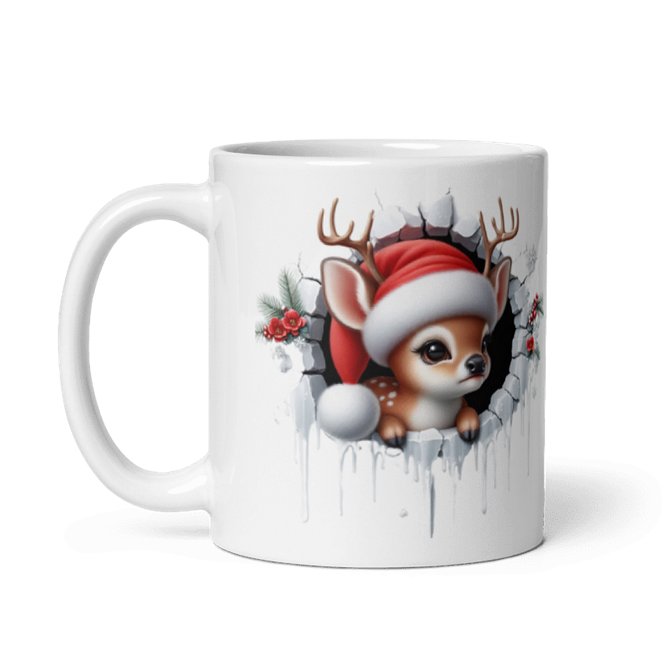 Taza de Navidad - Reno Bebé con Gorro de Santa Claus 2