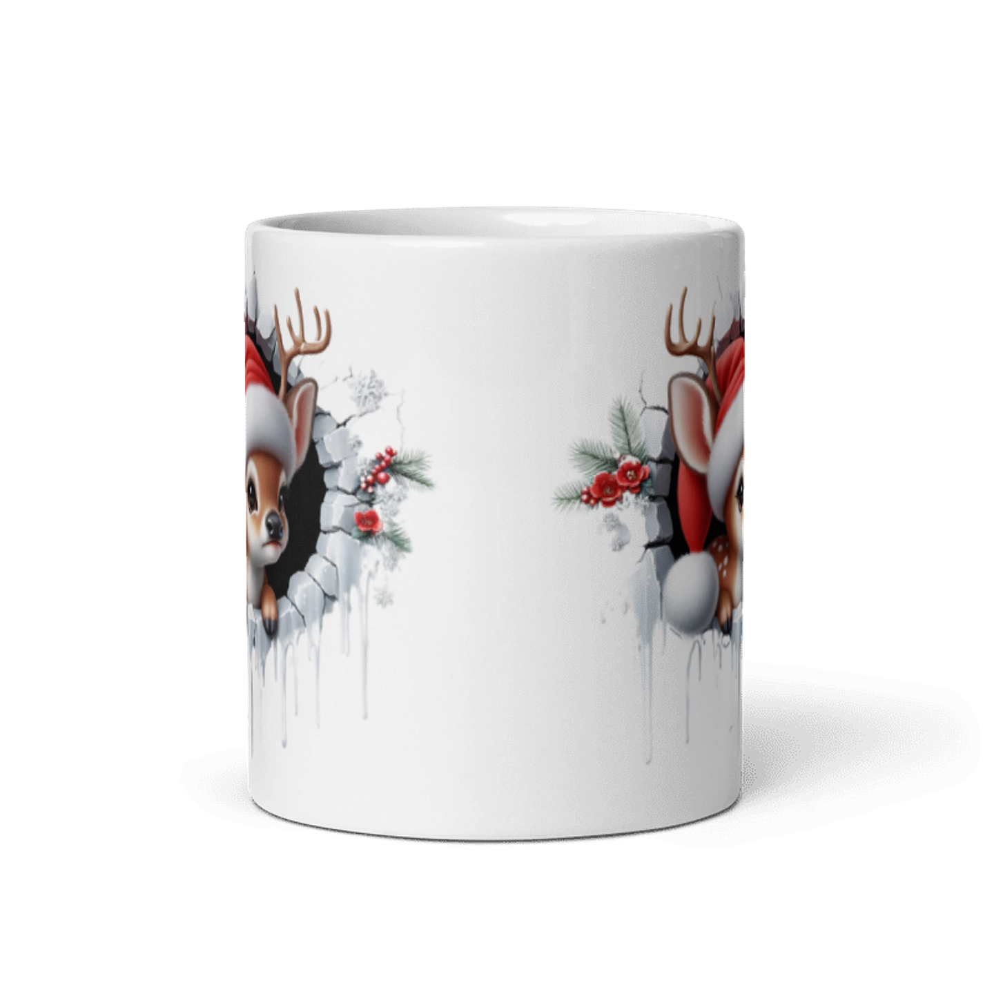 Taza de Navidad - Reno Bebé con Gorro de Santa Claus 3