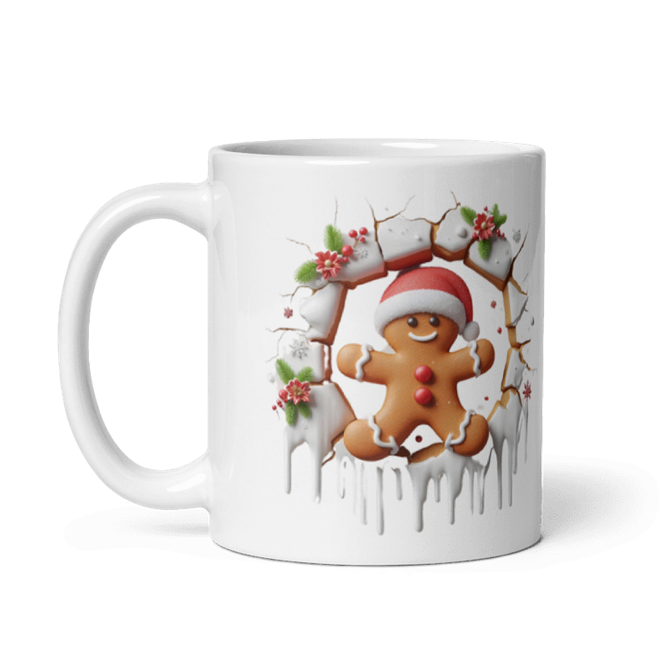 Taza de Navidad - Muñeco de Jengibre con Gorro de Santa Claus 2