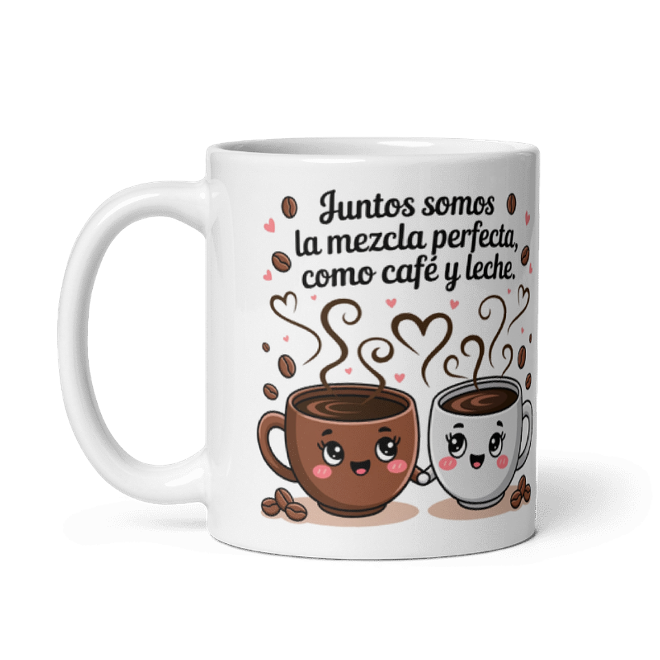 Taza de amor y pareja - Juntos Somos la Mezcla Perfecta, Como Café y Leche 2