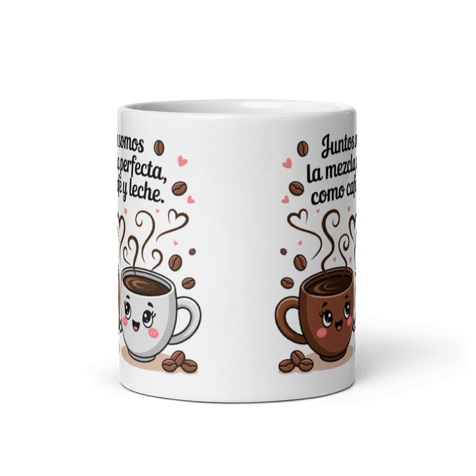 Taza de amor y pareja - Juntos Somos la Mezcla Perfecta, Como Café y Leche 3