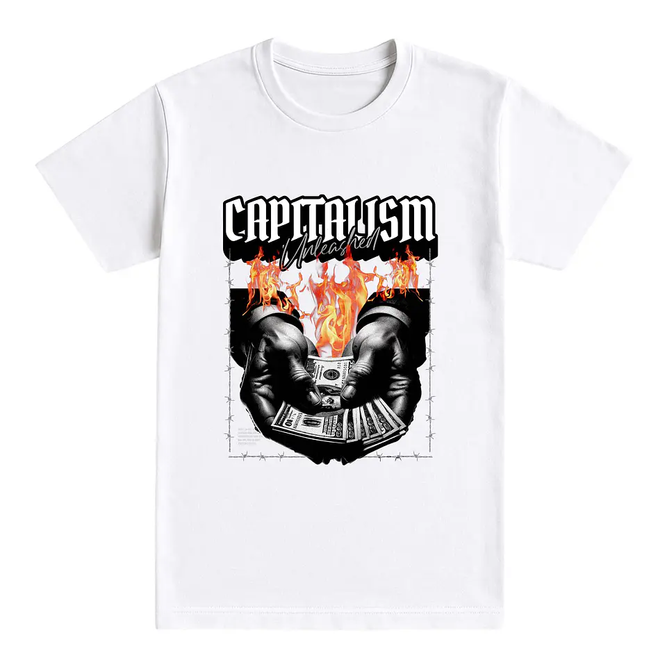 Camiseta streetwear – Capitalism Unleashed Blanca 1